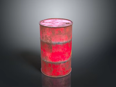 Vintage Red Oil Barrel With Rustic Design For Household Storage Use 3d model