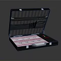 Open Black Briefcase With Stacked Cash And Built In Money Detector