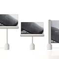 Modern Computer Monitors With White Stands And Sleek Curved Display Design 3d model