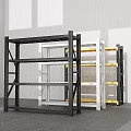 Black White and Yellow Metal Multi Tier Storage Racks in Modern Warehouse Space
