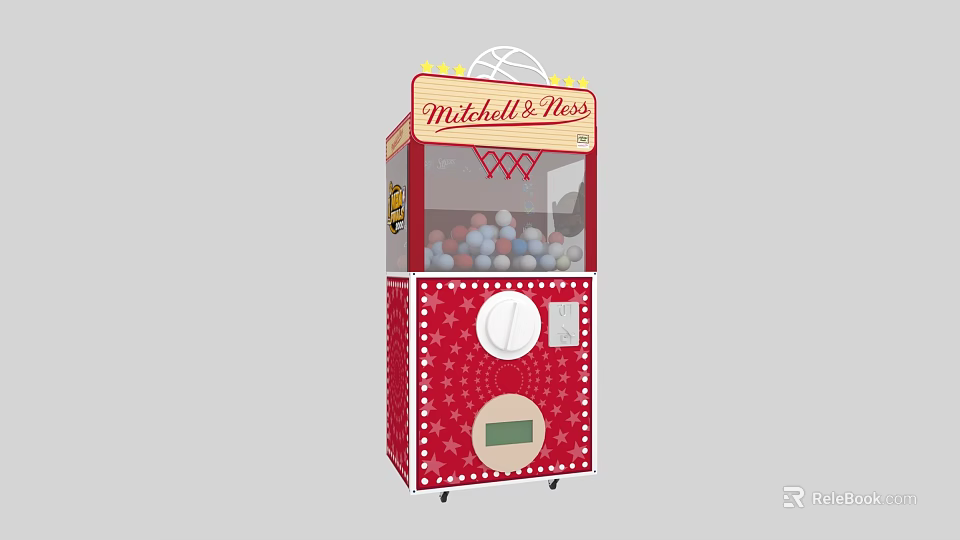Interactive Area Featuring Mitchell & Ness Red Gumball Machine With Transparent Ball 3d model 