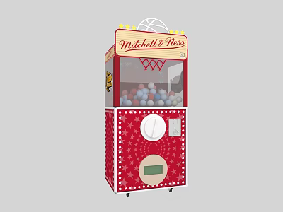 Interactive Area Featuring Mitchell & Ness Red Gumball Machine With Transparent Ball 3d model
