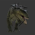 Realistic Carnivorous Dinosaur Model In Standing Pose With Spiked Back And Sharp Teeth