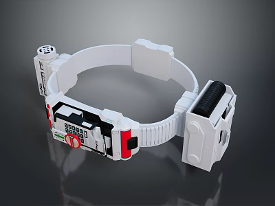 White Tape Dispenser With Red Button And Black Roller For Daily Home Use 3d model
