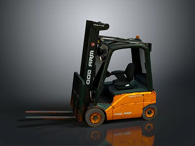 Orange And Black EP CBD Forklift With Cab Forks And Wheels 3d model