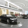 Toyota 4S Store Showroom Featuring Different Colored Display Cars And Spacious Bright Interior