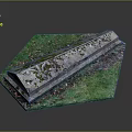 Intricate Carved Stone Bench Outdoor Living Decor With Moss On Green Grass