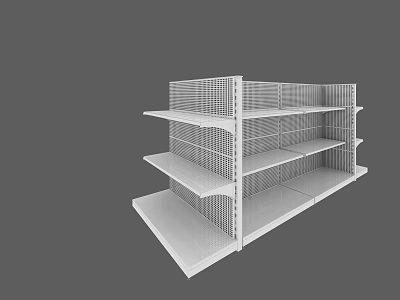 White Open Shelving Unit With Multiple Shelves And Grid Design For Store 3d model