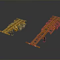 Yellow Heavy Duty Trailer Chassis With Multiple Wheels For Transport Use