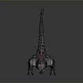 Sci Fi Armored Creature With Black Exoskeleton And Red Accent Patterns