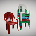 Red Plastic Single Chair with Stackable Multi Colored Design and Sturdy Structure 3d model