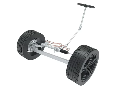 Heavy Duty Trailer Chassis With Large Black Tires And Metal Frame Handlebar 3d model
