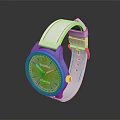 Casual Style Watch With White Strap Blue Case And White Dial Numerical Markers