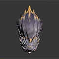 Cute Mythical Creature 3D Model With Fluffy White Purple Fur And Yellow Accents