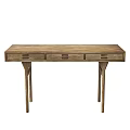 Wooden Writing Desk With Three Drawers And Minimalist Sturdy Leg Design