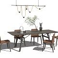 Nordic Dining Table and Chair Combination Dining Table and Chair 3d model