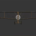Vintage Brown Biplane Model With Target Markings And Tail Flag For Space History