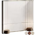Beige Textured Decorative Wall With Leaf Pattern And Glass Shelf Wooden Bases