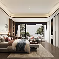 Elegant Modern Bedroom Interior Design With King Size Bed Wardrobe And Scenic Window View