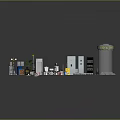 Miniature Industrial Lab Furniture Model Featuring Equipment Cabinets Machines And Plants