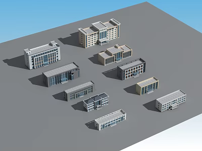 Diverse Architectural Office Building Models Showcasing Various Modern And Classic Designs 3d model