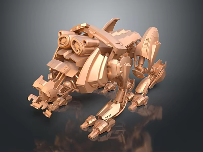 Golden Smart Machine With Intricate Robotic Structure And Complex Mechanical Components 3d model