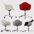 Sleek Modern Chair And Table Set Featuring White Red Gray Black Colors And Wheels