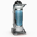Modern Stainless Steel Kitchen Appliance With Transparent Water Tank And Bubbles