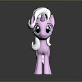 Pink Unicorn Pony Toy With White Mane Tail And Blue Mark On Dark Background