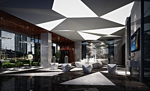 Modern Sales Office Hotel Lobby 3d model