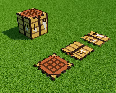 Colorful Building Blocks On Green Grass Featuring Cube And Flat Square Shapes With Grid Patterns 3d model