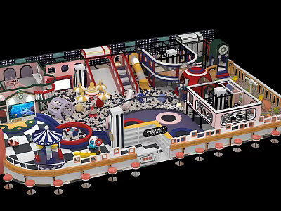 Colorful Indoor Playground For Kids Featuring Slides Climbing Frames And Interactive Play Areas 3d model