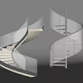 Modern Spiral Staircase Design With Glass Railing And White Background