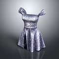 Shiny Glittery Women's Dress With Ruffled Shoulder Straps And Sparkling Fabric