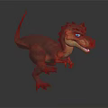 Cartoon Dinosaur Character 3D Model With Red Purple Body Spiked Back And Fierce Expression