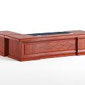 Wooden Office Desk with Drawers Decorative Diamond Patterns and Black Top Surface