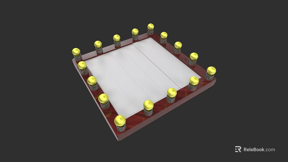 Mall Store Display Structure With Red Frame White Panel And Yellow Decorative Balls 3d model 