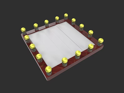 Mall Store Display Structure With Red Frame White Panel And Yellow Decorative Balls 3d model