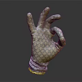 Modern Stylish Glove With Geometric Honeycomb Pattern OK Hand Gesture Textured Surface 3d model