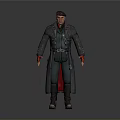 Game Movie Character In Military Style Long Coat With Belt And Cap
