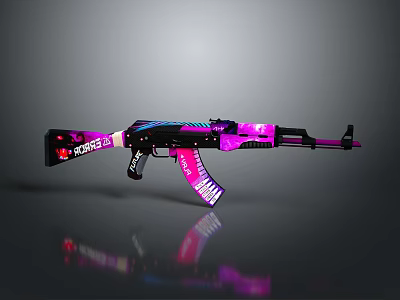 Colorful Assault Rifle With Pink Purple Graffiti Rascal Design And Modern Aesthetic 3d model