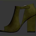 Green Peep Toe High Heels With Block Heel Ankle Strap And Buckle Detail