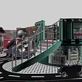 Public Facilities Featuring Modern Turnstiles Colorful Play Zones Striped Seats And Checkered Flooring