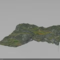 3D Terrain Model with Mountainous Ridges Lush Vegetation Winding River Paths and Colorful Topographic Features