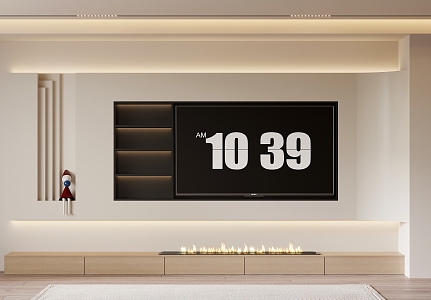 Modern Cream Style TV Background Wall TV Cabinet 3d model