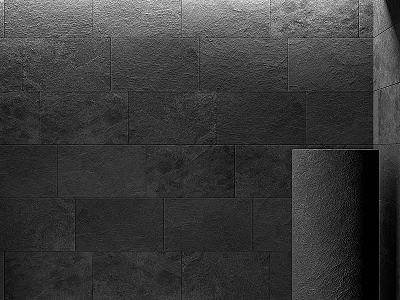 Gray Slate Wall And Cylindrical Column Architectural Component Design Details 3d model