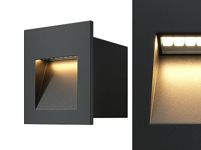 Stylish Modern Black Square Wall Light With Sleek Design And LED Illumination 3d model