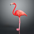 Lifelike Pink Flamingo Hand Carved Sculpture With Detailed Feathers And Long Neck