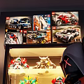 Modern Display Cabinet With Glass Doors And Illuminated Shelves For Collectible Toy Models