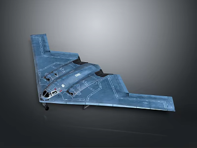 Detailed Deep Blue Stealth Bomber Military Aircraft Model With Realistic Features 3d model